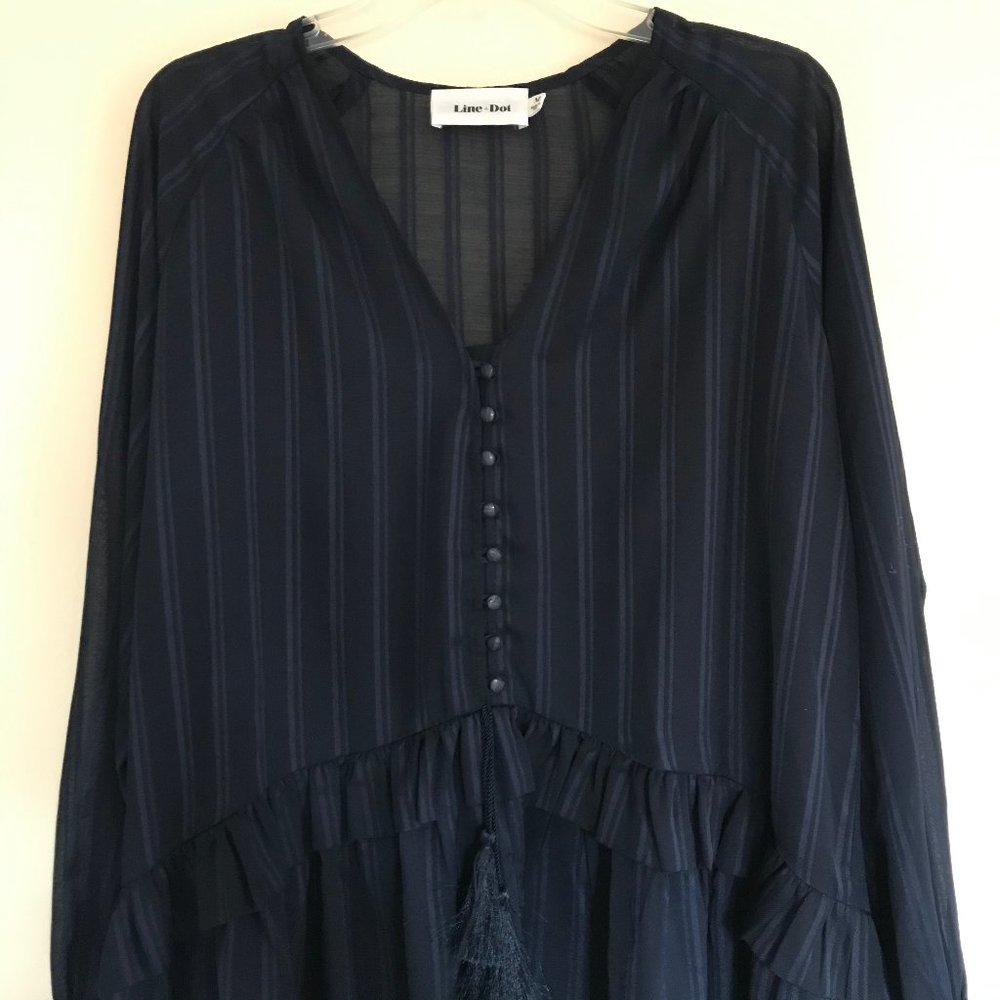 Line + Dot Long Sleeve Tiered Dress M - Picture 3 of 10